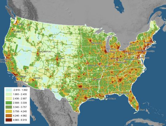 Map of United States CO2 emissions
